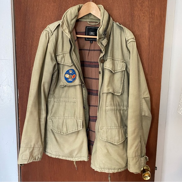 Vintage obey green anorak jacket size medium hand made patch! - Picture 1 of 7